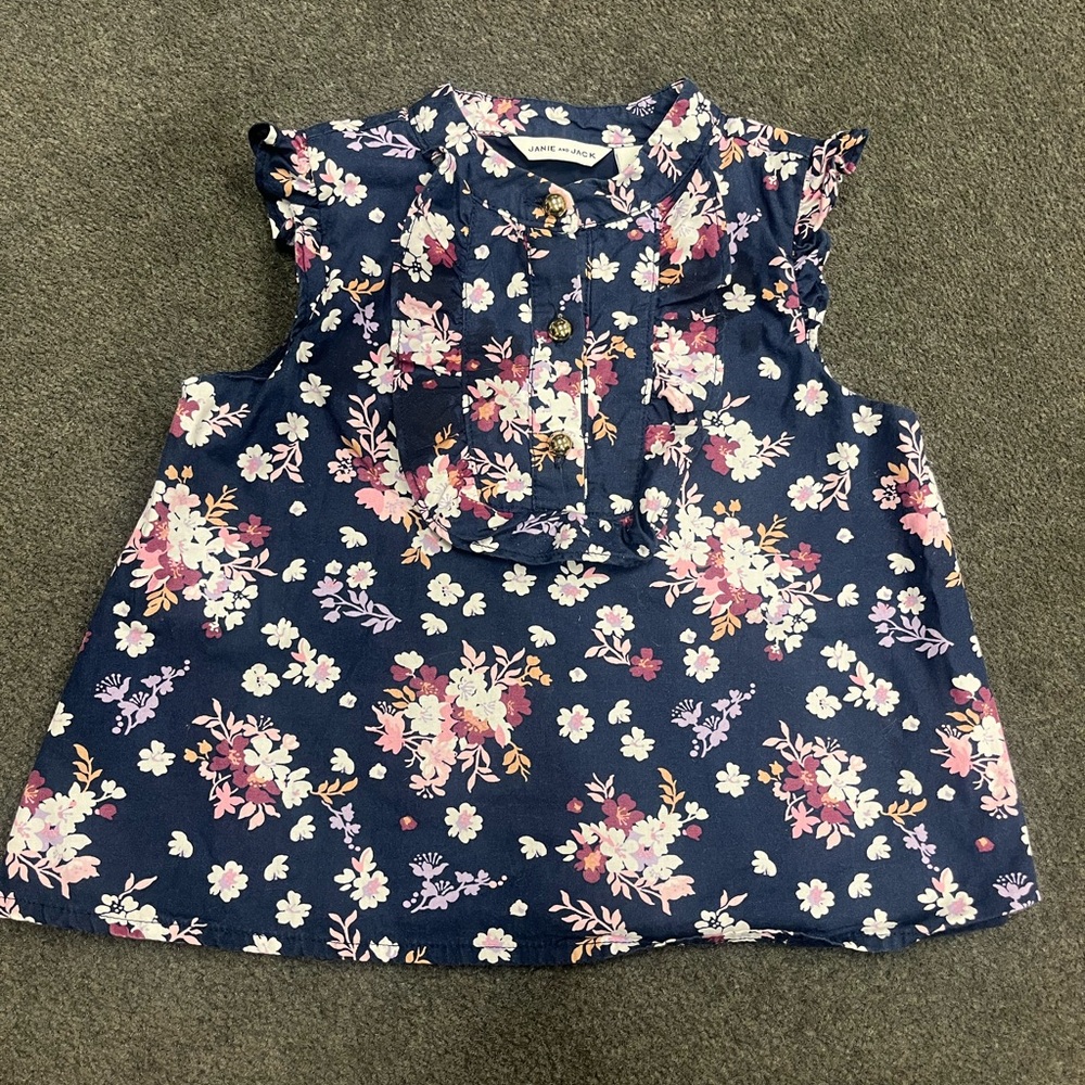 Janie and Jack Blue and Pink Floral Blouse